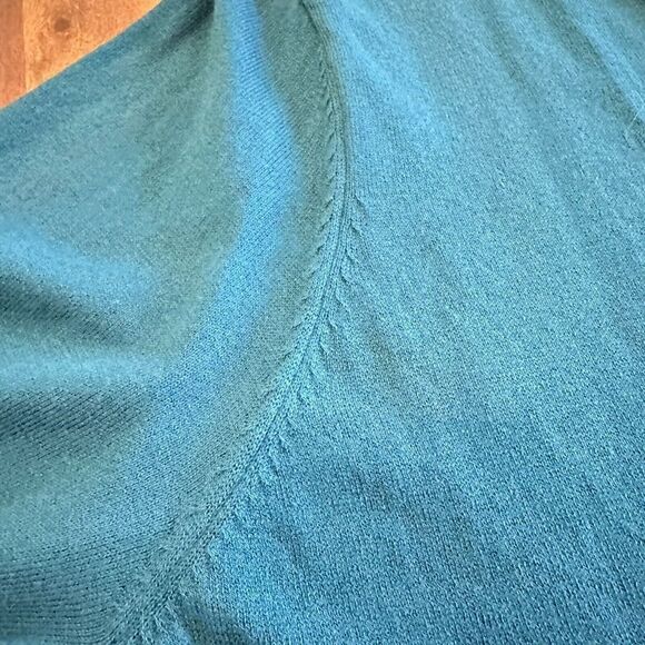 J Jill Women's 4X Cross-over Tie Front Persian Blue Teal Cotton Blend Sweater - Picture 13 of 16